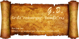 Grünsberger Demény névjegykártya